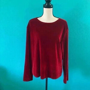 CP shades long sleeve red velvet shirt in size large